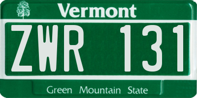 VT license plate ZWR131