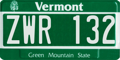 VT license plate ZWR132