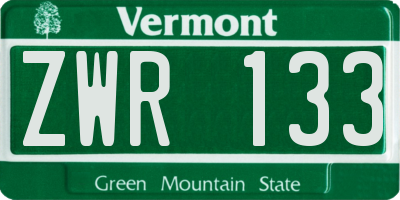 VT license plate ZWR133