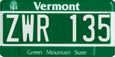 VT license plate ZWR135