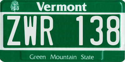 VT license plate ZWR138