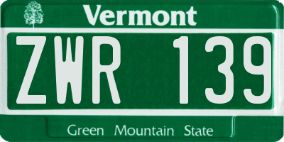 VT license plate ZWR139
