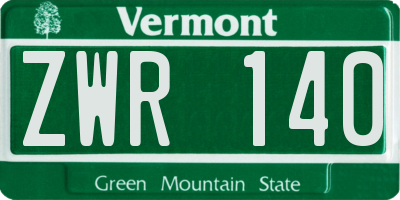 VT license plate ZWR140