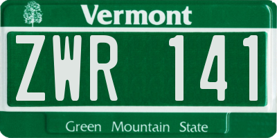 VT license plate ZWR141