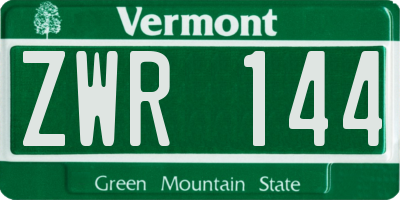VT license plate ZWR144