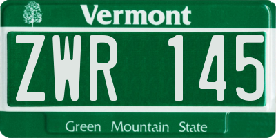 VT license plate ZWR145