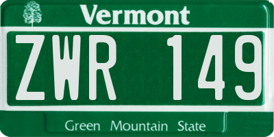 VT license plate ZWR149