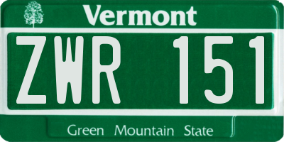 VT license plate ZWR151