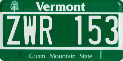 VT license plate ZWR153