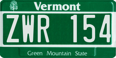 VT license plate ZWR154