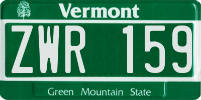 VT license plate ZWR159