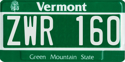 VT license plate ZWR160