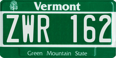 VT license plate ZWR162