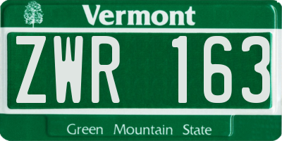VT license plate ZWR163