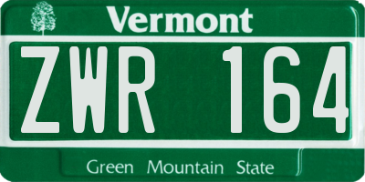 VT license plate ZWR164