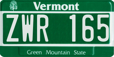 VT license plate ZWR165