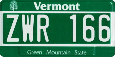 VT license plate ZWR166