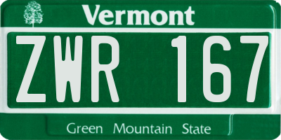 VT license plate ZWR167