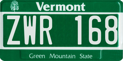 VT license plate ZWR168