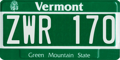 VT license plate ZWR170
