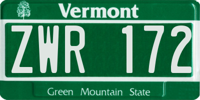 VT license plate ZWR172
