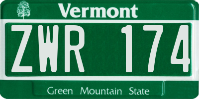VT license plate ZWR174