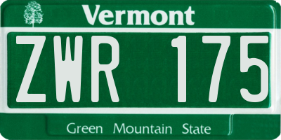 VT license plate ZWR175