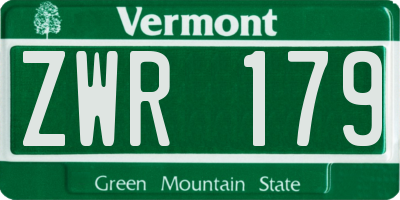 VT license plate ZWR179