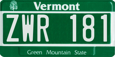 VT license plate ZWR181