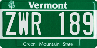 VT license plate ZWR189