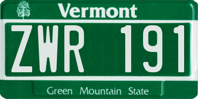 VT license plate ZWR191
