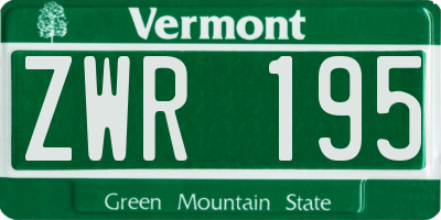 VT license plate ZWR195