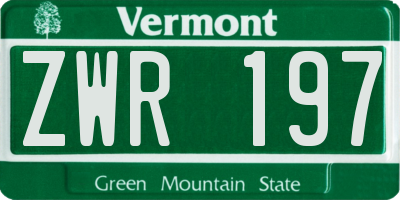 VT license plate ZWR197