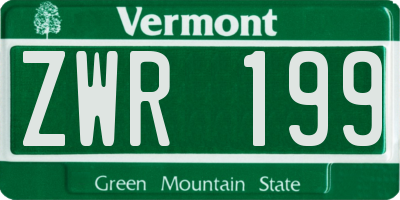 VT license plate ZWR199