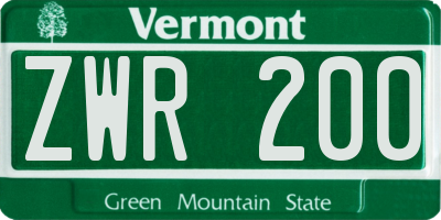VT license plate ZWR200