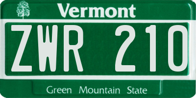 VT license plate ZWR210