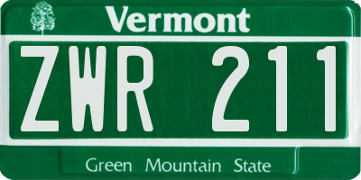 VT license plate ZWR211