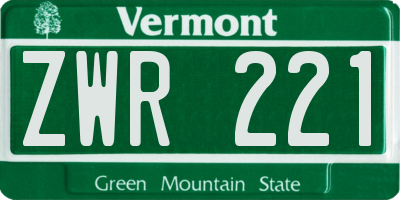 VT license plate ZWR221