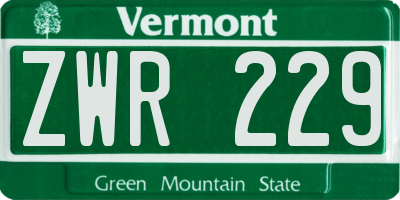 VT license plate ZWR229