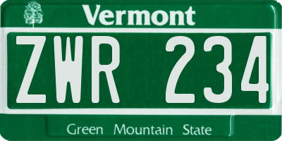 VT license plate ZWR234
