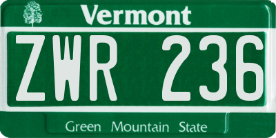 VT license plate ZWR236