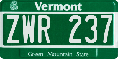 VT license plate ZWR237
