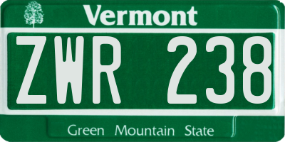 VT license plate ZWR238