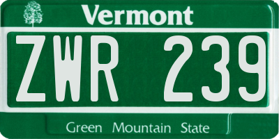 VT license plate ZWR239