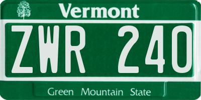 VT license plate ZWR240