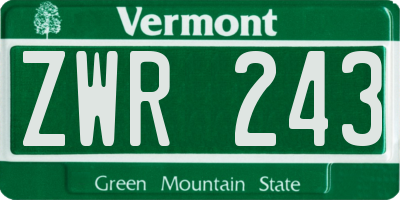 VT license plate ZWR243