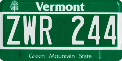 VT license plate ZWR244