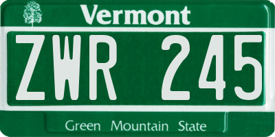 VT license plate ZWR245