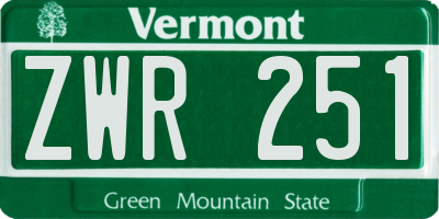 VT license plate ZWR251