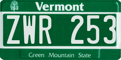 VT license plate ZWR253